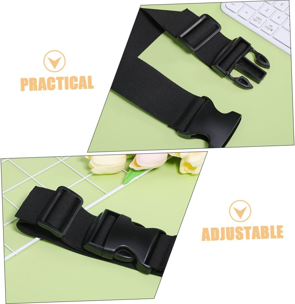SECFOU 2Pcs Adjustable Buckle Luggage Straps Nylon Securing Bundle Straps for Backpacks Suitcases Camping Wide for Travel Organization image number 3