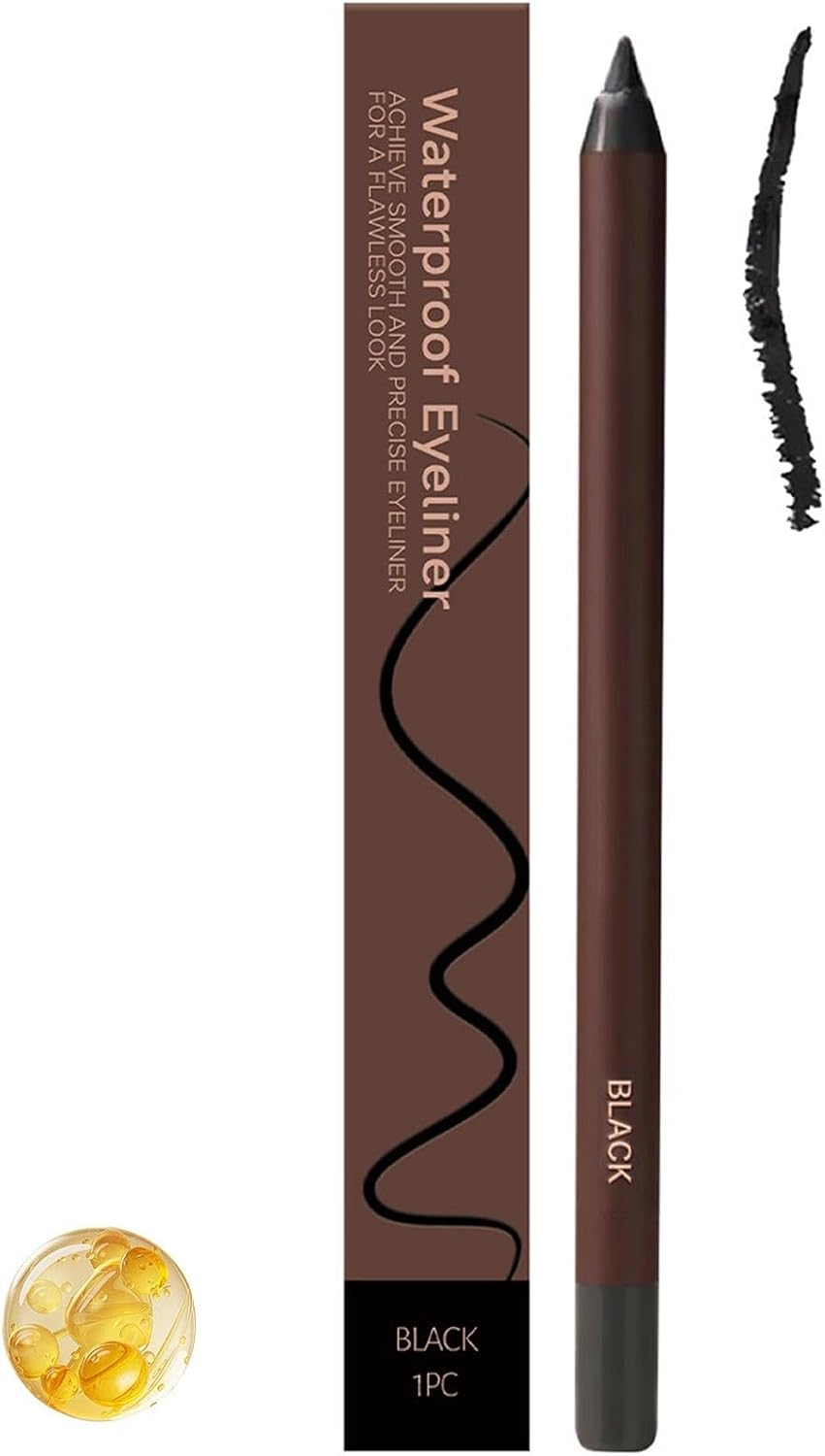 Creamy Pencil Eyeliner, 24 Hr Waterproof Eyeliner Duo Sharpenable Eye Pencil, Long Lasting Eye Liner for Daily Makeup, No Smudging, Fading, Soft Tip and Easy to Color (Black)