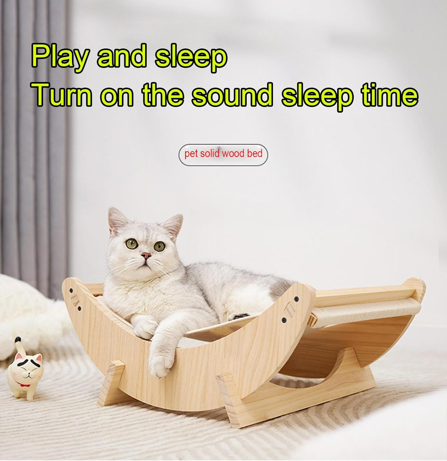 Pet Cat Rocking Chair Bed Solid Wood Cat Litter Cat Hammock Cat Hanging Basket Pet Furniture 48 * 40 * 21Cm
