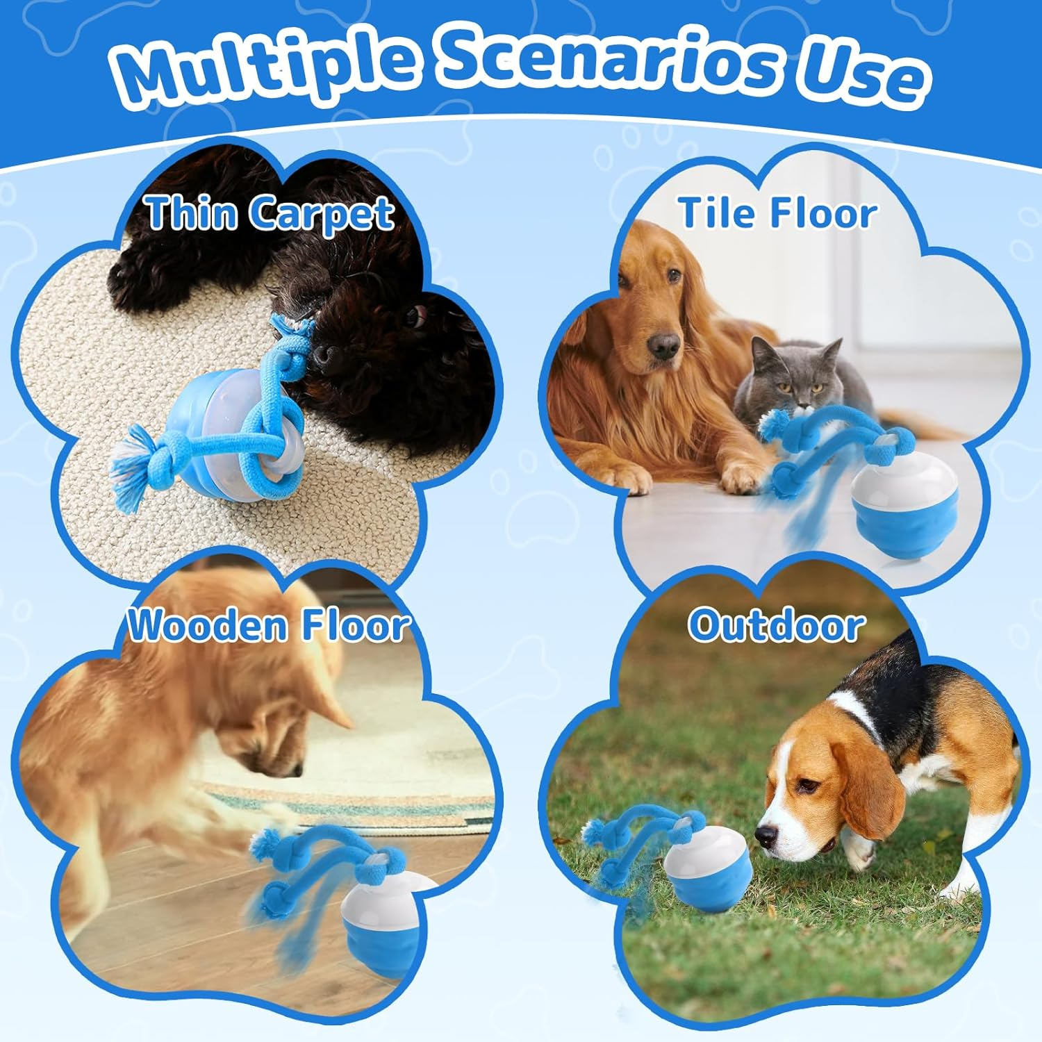 JORAGO Interactive Dog Toys - Automatic Moving Dog Ball Chew Toy, Squeaky Rolling Ball Pet Toys for Small/Medium/Large Dogs for Indoor/Outdoor Boredom Enrichment, USB Rechargeable Puppy Daily Training image number 6