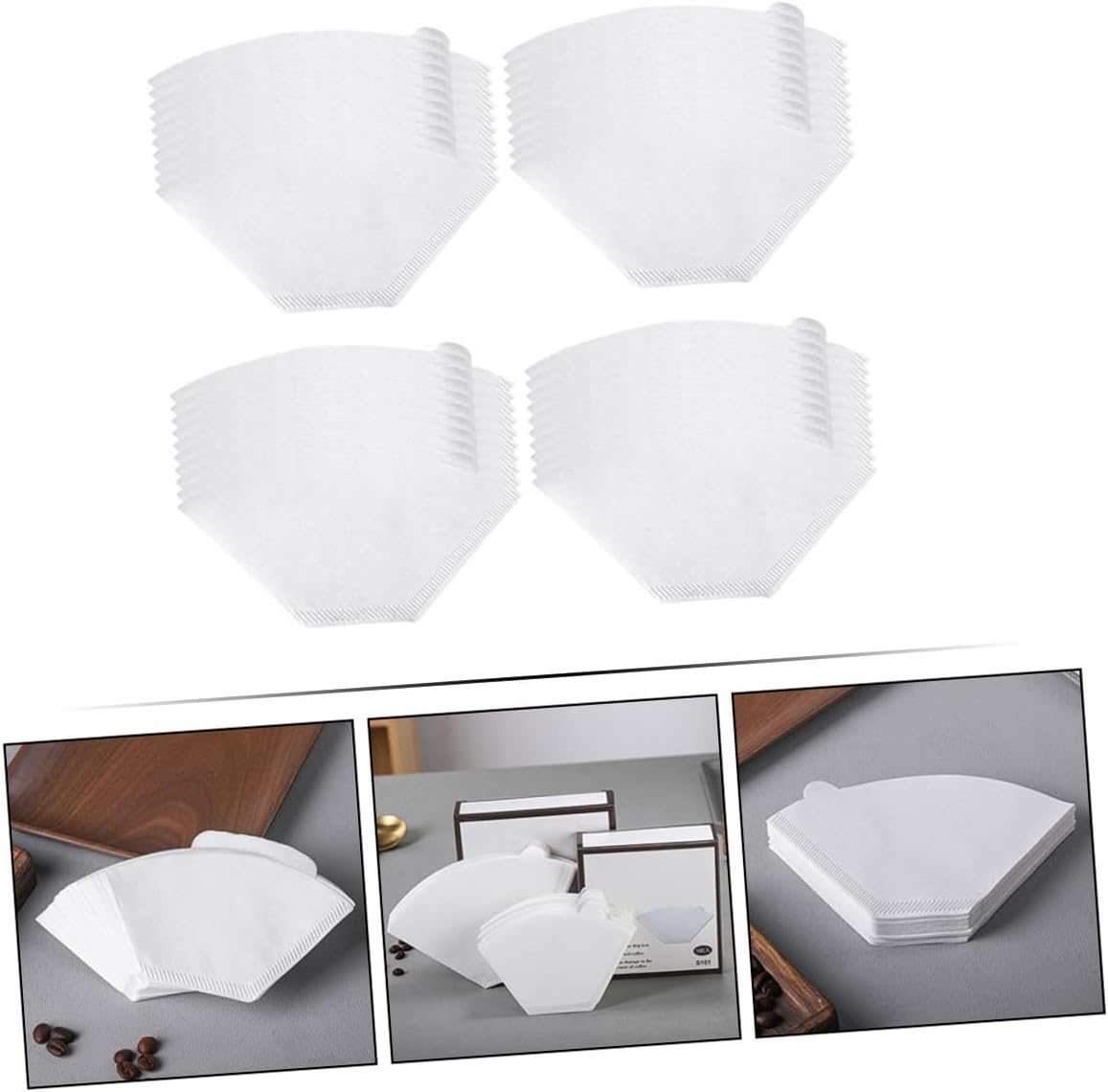 FUNNETOYU 200Pcs Disposable Coffee Filter Paper Cones Unbleached White for Home Espresso Brewing Easy-Use Compact Even Flow Compatible with Standard Coffee Makers image number 1
