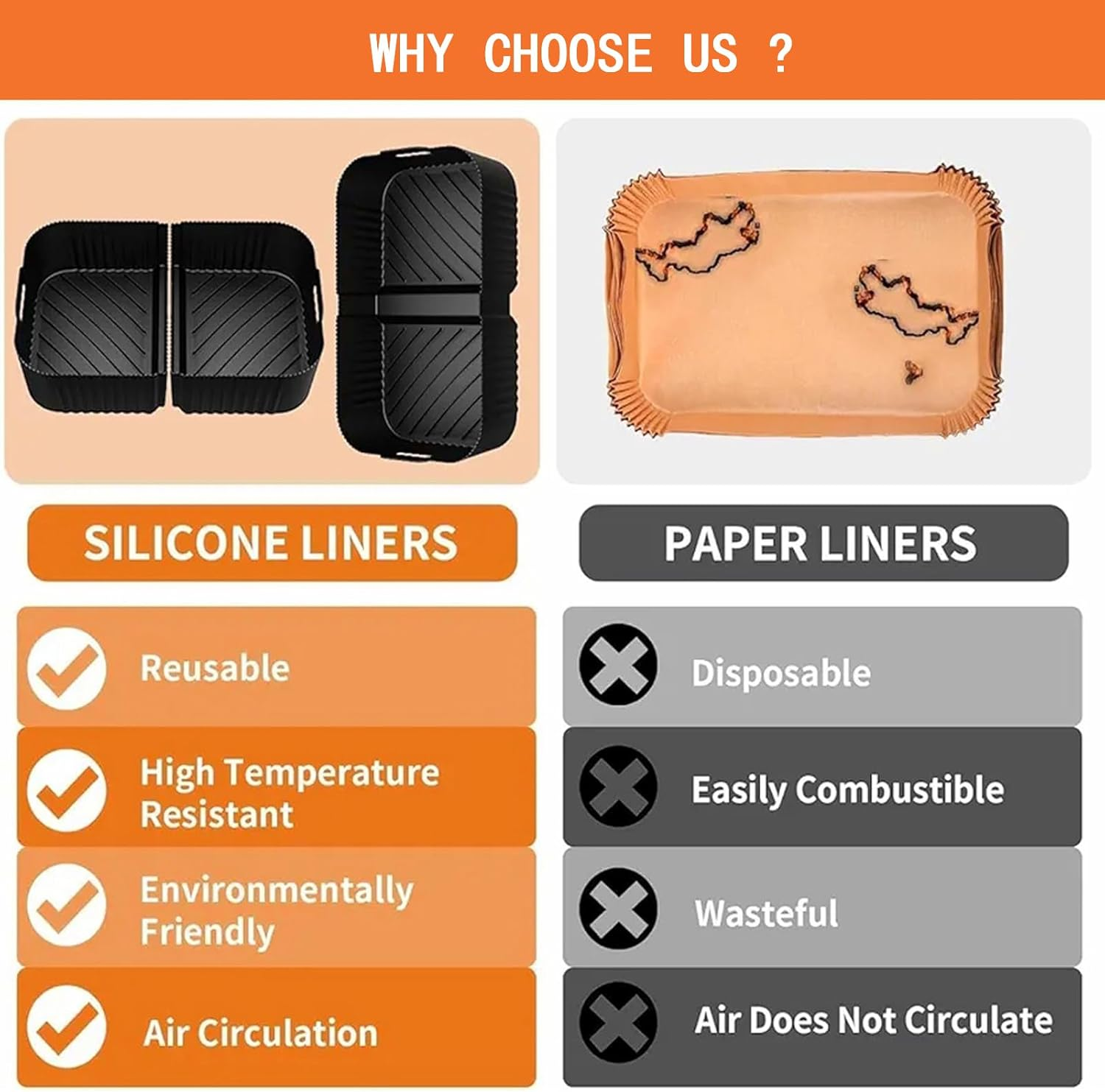 Silicone Air Fryer Liners for Ninja Af500Uk,For Ninja XXXL Flexi Drawer Liners,3-In-1 Reusable,Easy Clean,Heat-Resistant,Black【1X 10.4L and 2X5.2L】 image number 4