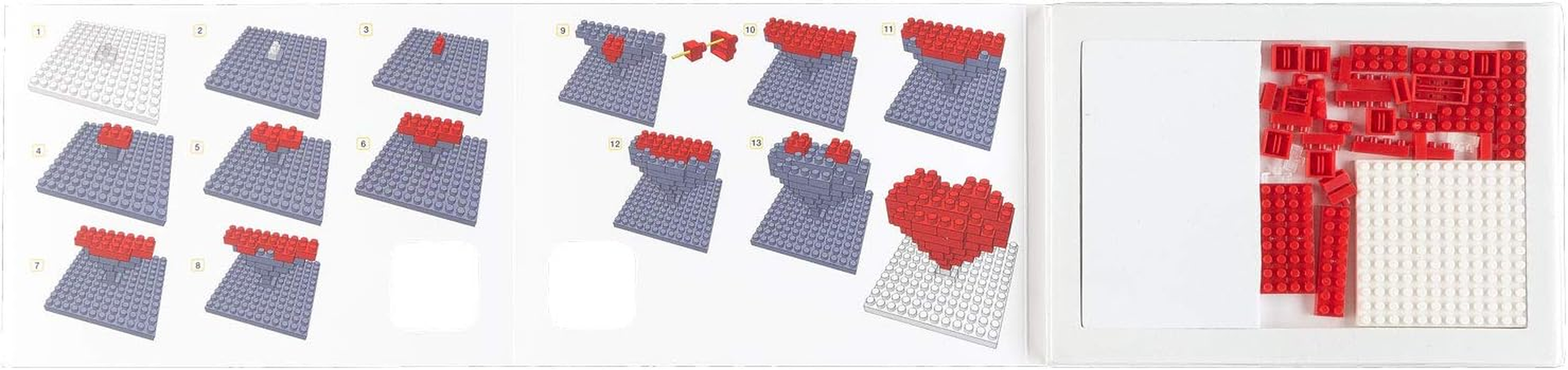 Idena 40153 - Heart Postcard with a 3D Model Building Set with 42 Original Brixies Mini Building Blocks, Difficulty Level 1, Greeting Card or Children and Adults