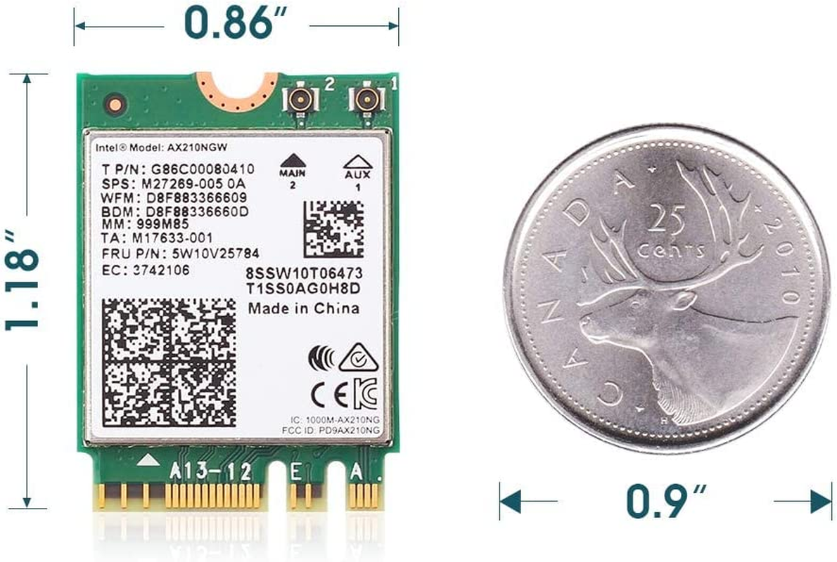 AX210NGW Wifi Card, Wi-Fi 6E 11AX Wireless Module Expand to 6Ghz MU-MIMO Tri-Band Internal Network Adapter with BT 5.2 for Laptop, Support Windows 10 64Bit, M.2/NGFF
