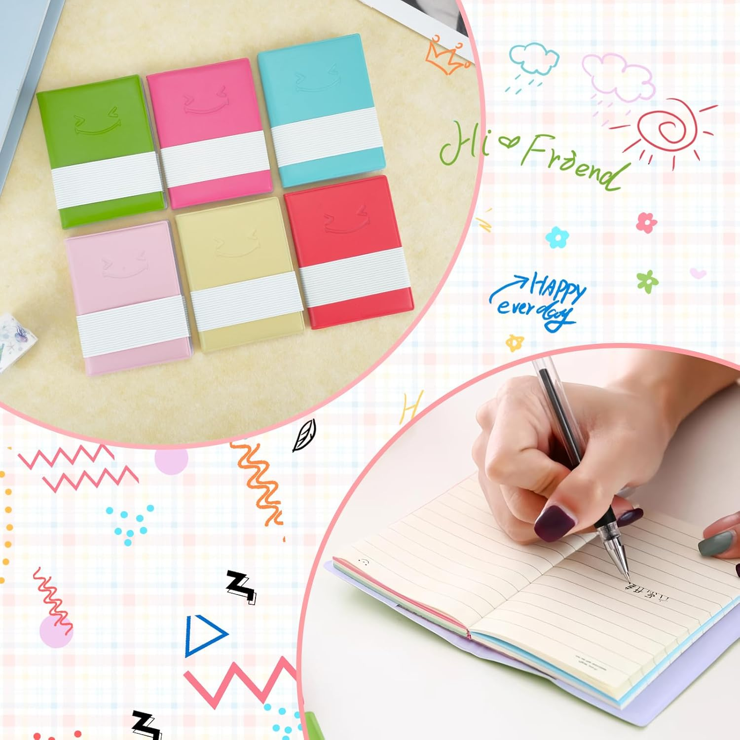 12 Pack Small Pocket Notebook, Mini Diary Notepad Memo Book with PU Leather Softcover, Portable Journal Note Book for School Office Supplies for Students Kids image number 5