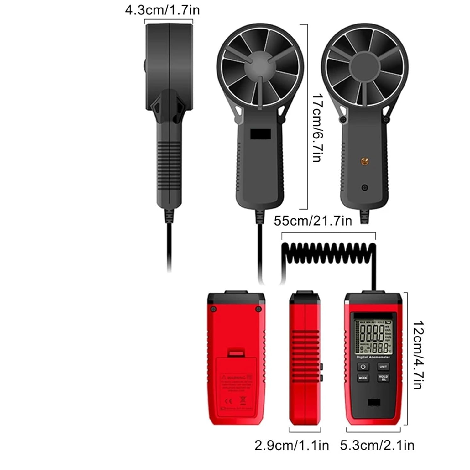 Mini Anemometer, LCD Display Air Flow Speed MAX/AVG Measurement Wind Level 1~12 Wind Speed Temperature Tester image number 2
