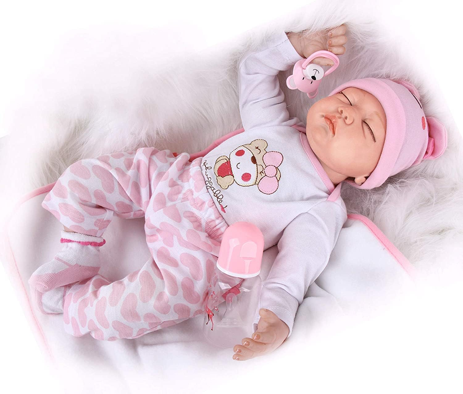 ZIYIUI 22 Inch Realistic Reborn Baby Doll - 55Cm Vinyl Soft Silicone Lifelike Baby with Closed Eyes, Handmade Toddler Doll for Xmas Birthday Gift (Sleeping Girl) image number 1