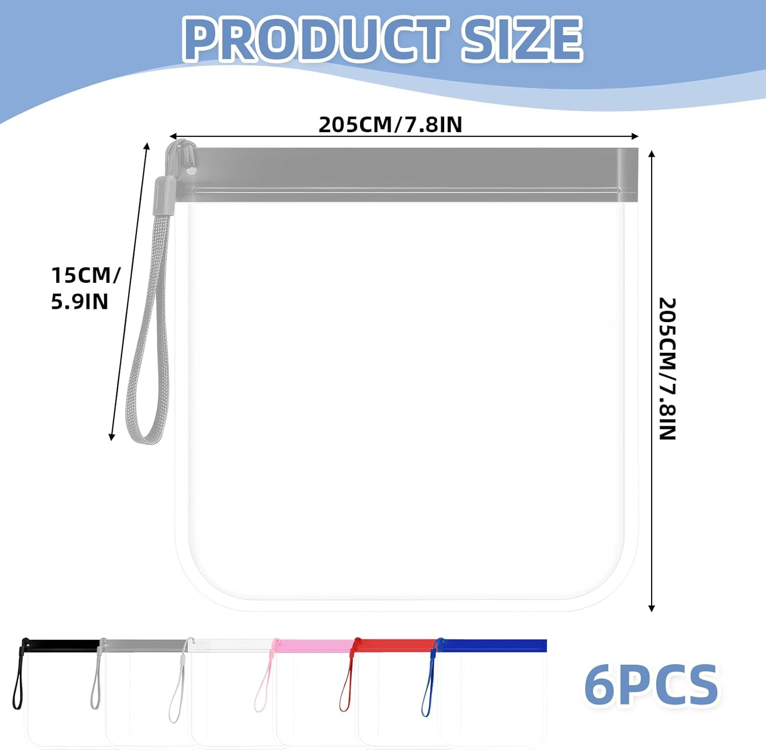 Ozessence 6 Pcs Clear Travel Toiletry Bag, 20 X 20Cm Airport Airline Compliant Transparent Waterproof Travel Bag for Storage Passport Jewelry Food Cosmetics Documents and Data Cables