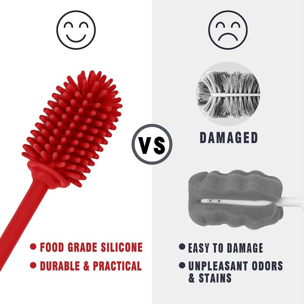 Silicone Bottle Cleaning Brush with Long Handle, 31Cm/12.5" Water Bottle Cleaner for Baby Bottles, Hydro Flask, Sports Bottle, Vase, Glassware, Perfect for Smaller Diameter Bottle Openings (Qty 1) image number 5