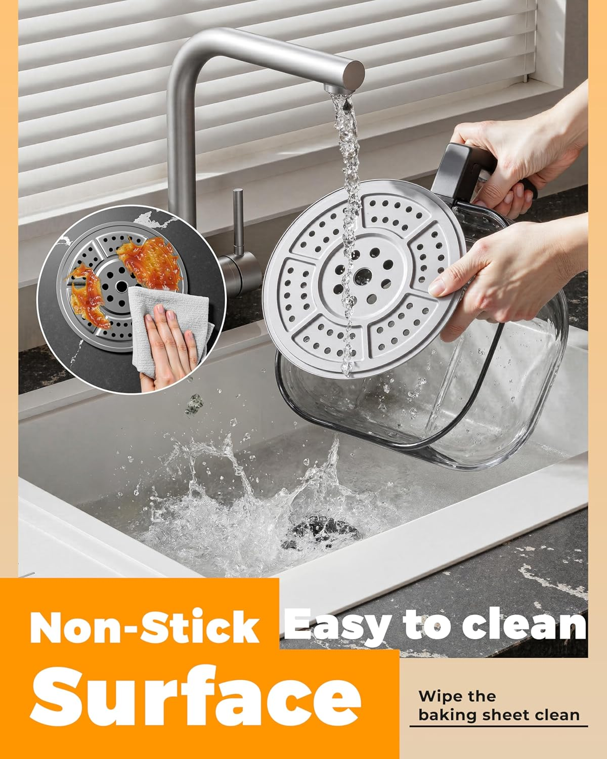 Air Fryer Glass - 5.2L Digital Airfryer Oven with Detachable Glass Pot, Multifunctional Oiless Cooker with LED Touch Screen, Adjustable Temperature 80-200℃, Healthy Less Fat & Easy to Clean image number 3