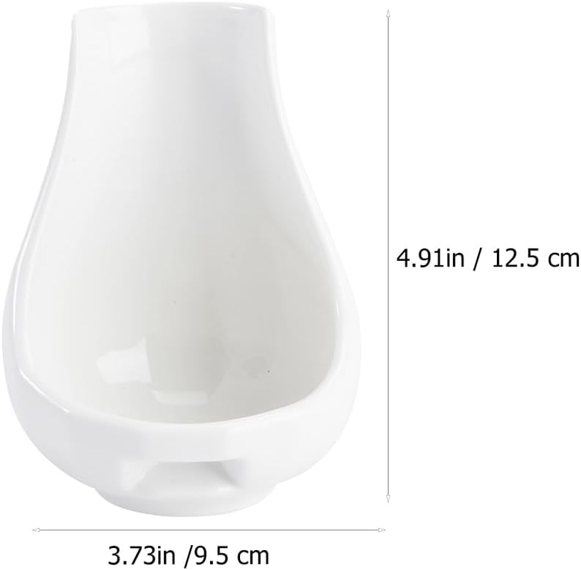 Ceramic Spoon Rest Set, 2-Piece White Ladle Holder for Kitchen Counter, Cooking Utensils Stand, Farmhouse Decor, Soup Scoop and Condiment Spoon Storage image number 3