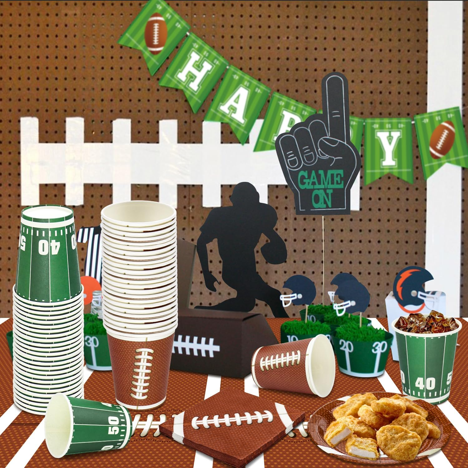 100 Pack Football Themed Disposable Paper Cups 9 OZ Football Birthday Decorations (Football) image number 3