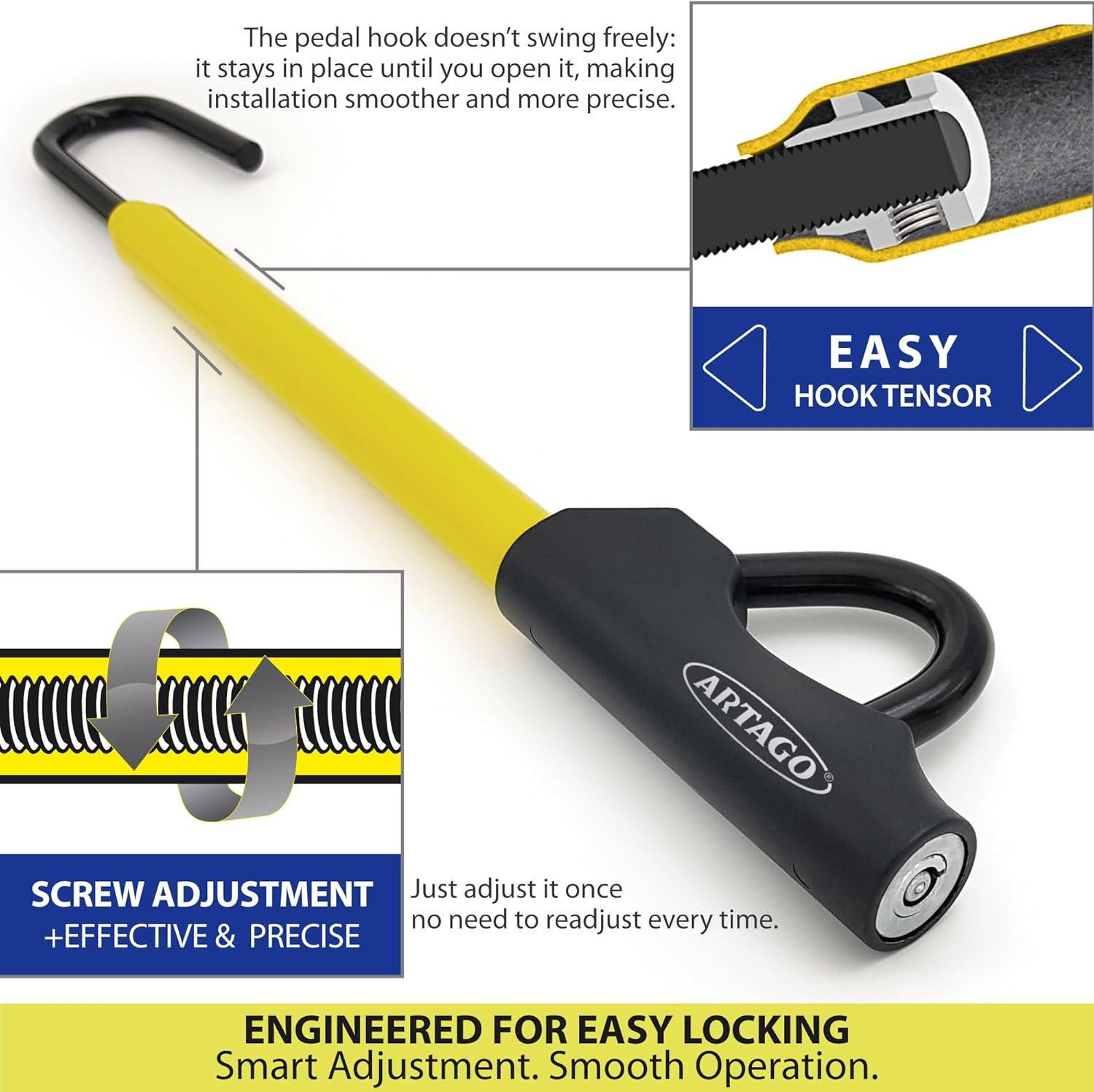 ARTAGO 871 High-End Steering Wheel Brake Pedal Lock, Stronger Rocking Locking, Easy Hook System, High Security Anti-Drill Lock, Universal Clutch anti Theft Bar Lock Device for Car Truck Van, Camper image number 1