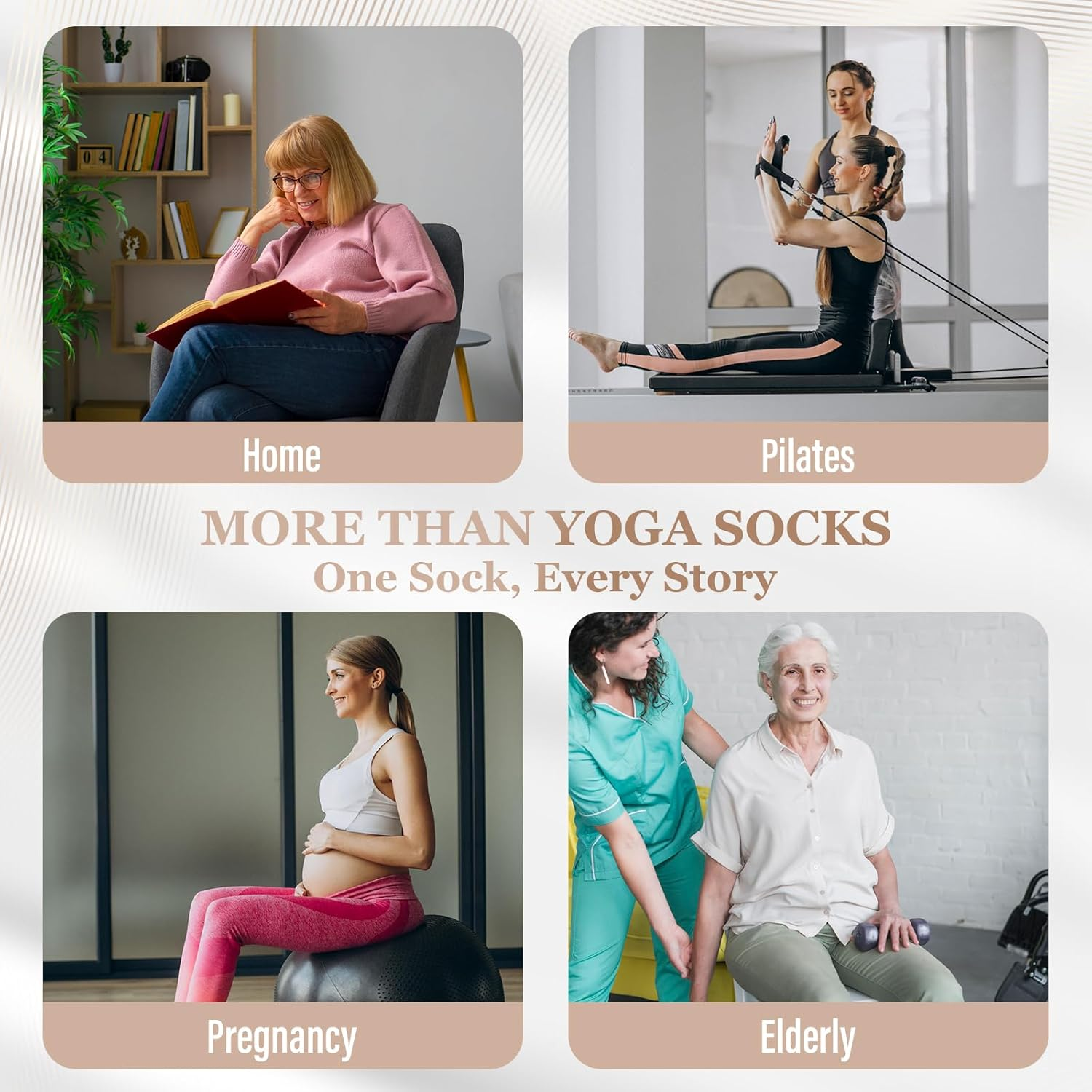 Fiohiros Pilates Yoga Socks with Grips for Women,Elegant Ruffle Frilly Pilates Socks,Non Slip Socks for Sport Ballet Dance - 4, 4 White image number 7