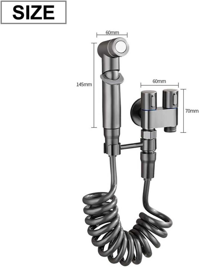 1-In-2-Out Dual Control Valve, 2023 New Double Control Mini Shower, 6.5 Feet Extra Long Hose High Pressure Bathroom Faucet Kit for Bidet and Shower (Grey Dual Control Valve Set) image number 4