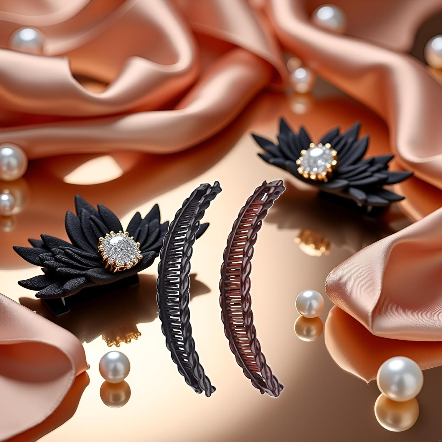 2 Pcs Large Banana Clips Fish Clips Long Hair Clips Comb Grip Hair Accessories (Black and Brown) image number 3