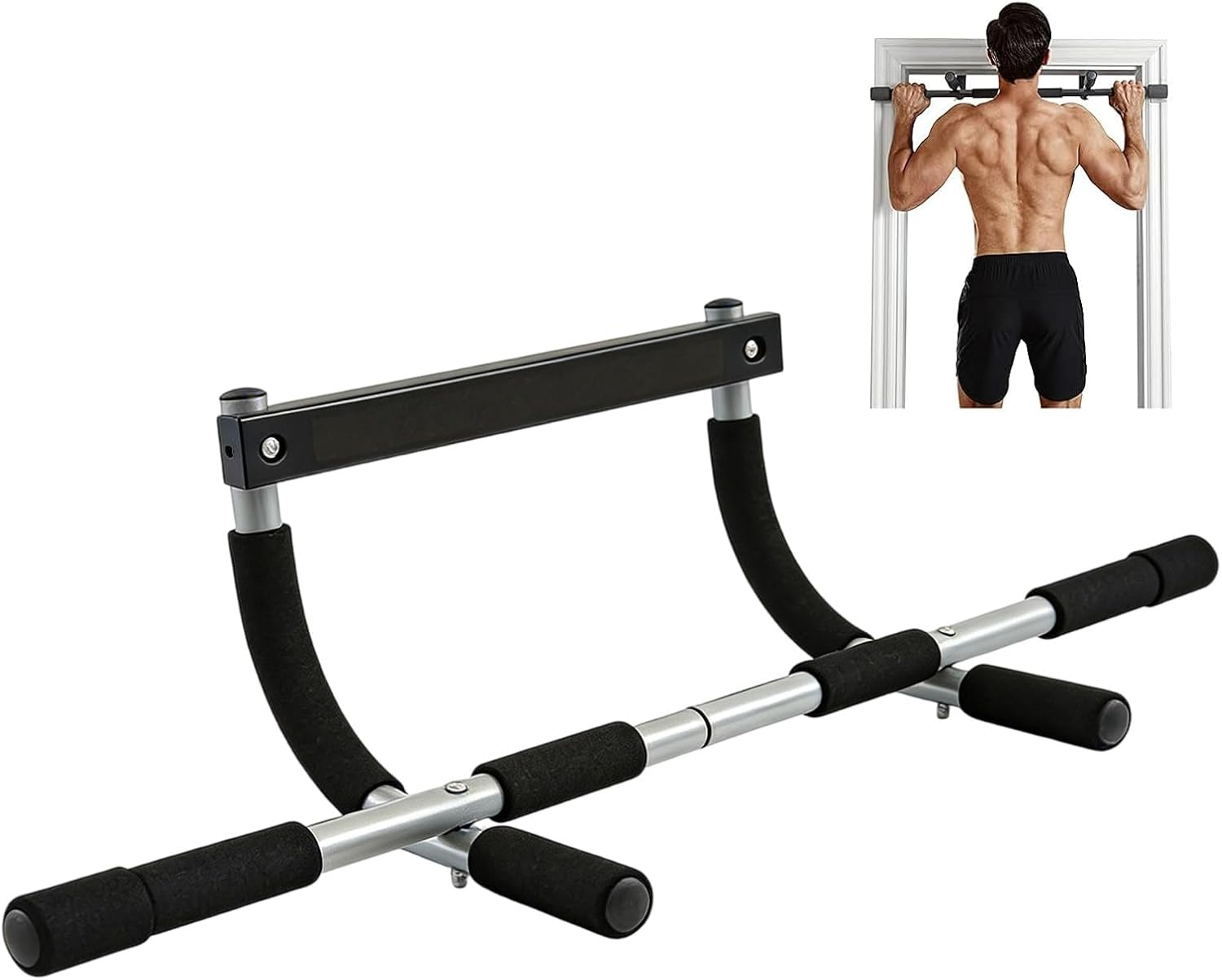 Pull up Bar for Doorway, Adjustable Width Locking, Stainless Steel Gym Equipment, Home Gym Portable, for Strengthening Exercises at Home or Gym image number 5