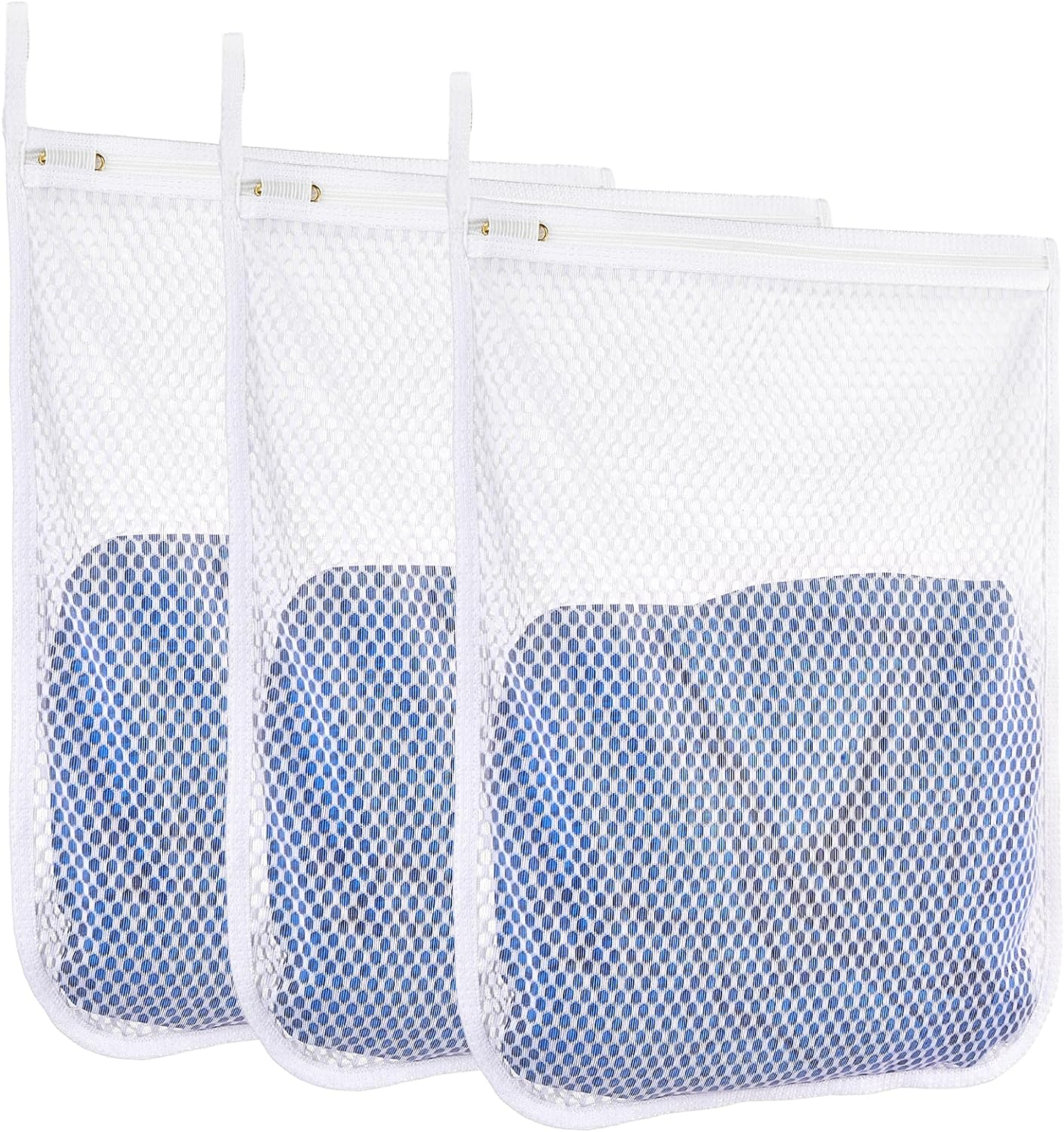 3 Pcs Durable Honeycomb Mesh Laundry Bags for Delicates 12" X 15" (3 Medium)