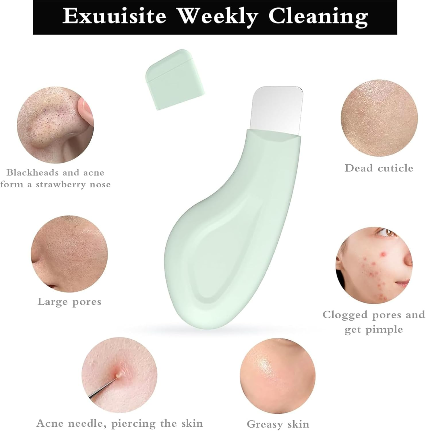 Weidllys Blackhead Remover Tool, Silicone Face Scraper for Deep Cleansing, Skin Scrubber Face Spatula, Nose Blackhead Remover, Skin Care Tool for Men and Women (Green)