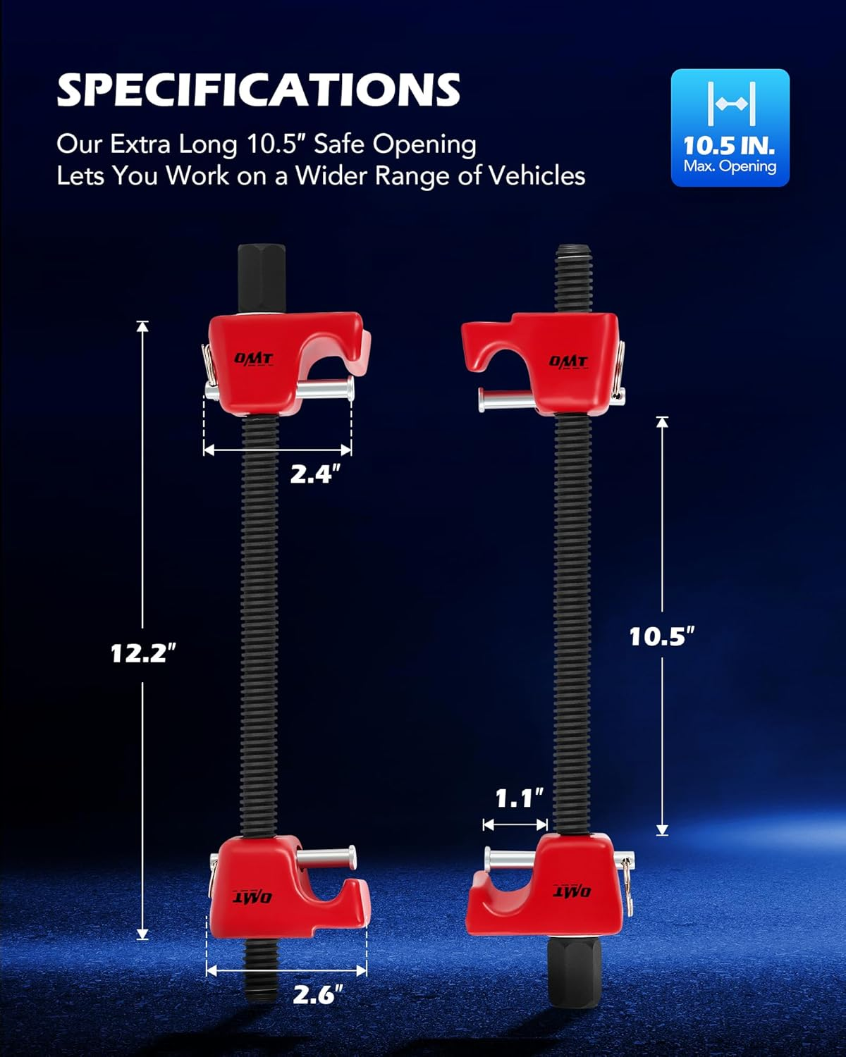 Orion Motor Tech Spring Compressor, Strut Spring Compressor with 10.6" Range, Dual Heavy Duty Coil Spring Compressor Tool with Locking Pins, 13/16&rdquo; Socket 1/2" Drive to Compress the Coil Spring - Blue image number 4