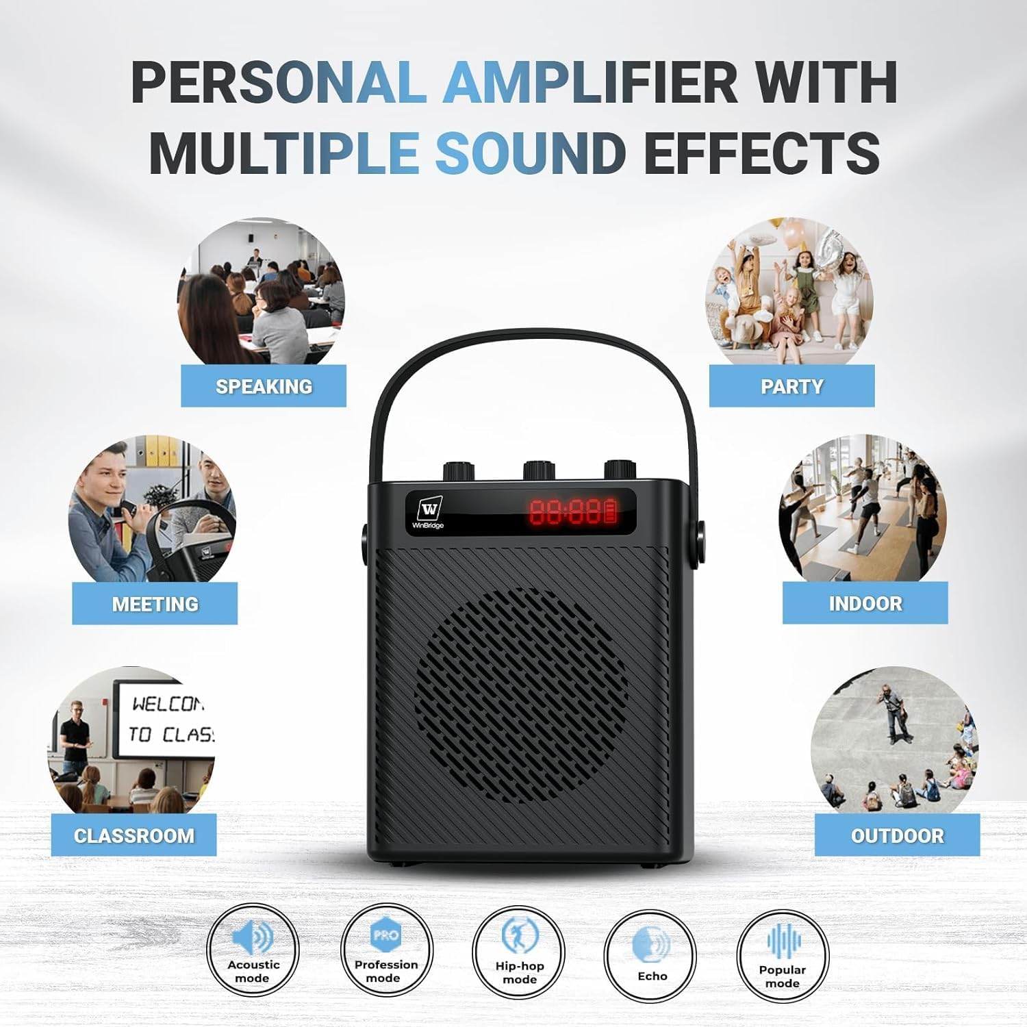 Winbridge 40W Portable PA Speaker System with Two Wireless Microphone, Wireless Voice Amplifier, Bluetooth Speaker and Microphone, Megaphone for Teachers, Presentation,Outdoor Activities Etc, S95 image number 2