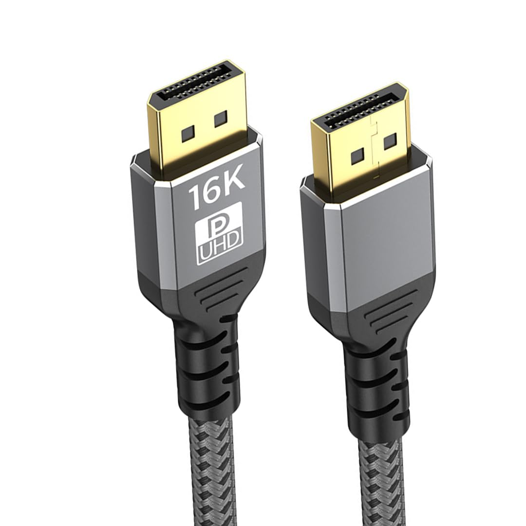 Hexchuang Displayport Cable 2.1 16K@60Hz, 8K@120Hz, 4K@144Hz Braided DP Cord with HDR10 DSC 1.2A, G-Sync Freesync Gaming PC, Gaming Monitor 5090, 7900XTX (1.5M) image number 2