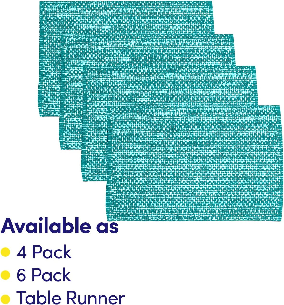 Sweet Home Collection 100% Cotton Placemats for Dining Room Rectangle Two Tone Woven Fabric 13" X 19" Soft Durable Table Mat Set, Set of 6, Turquoise image number 6