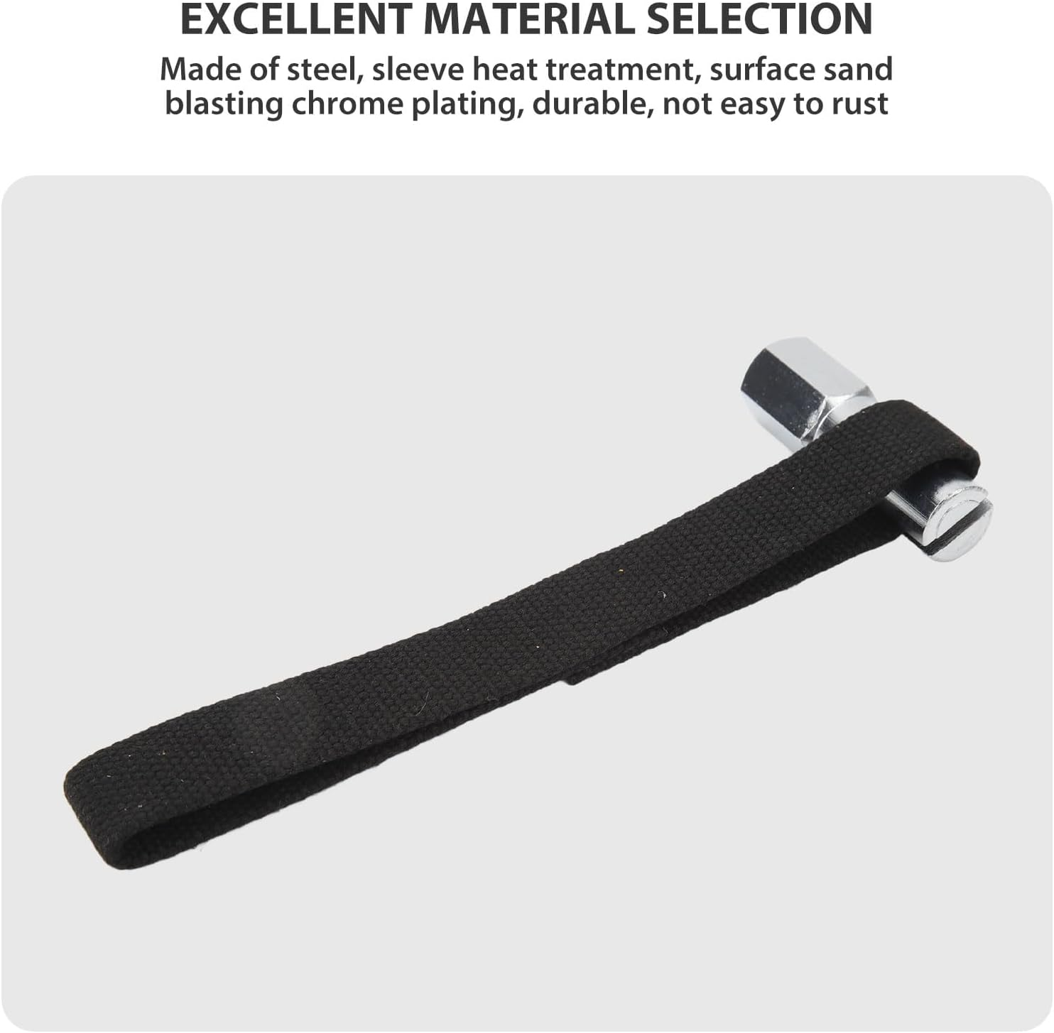 Professional Grade Adjustable Nylon Oil Filter Strap Wrench 1/2 Drive - Strap Wrench Heavy Duty, Chrome-Plated Steel Construction, up to 120Mm Filters for Finally Engine Maintenance Black image number 1