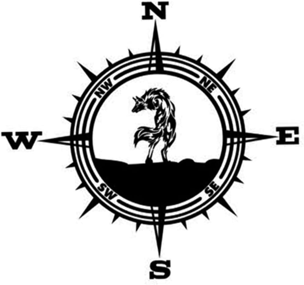 MAGICLULU Compass Mountain Car Stickers Wolf Vinyl Decal Black Vinyl Automotive Hood and Truck Door Vehicle Body Sticker for Outdoor Adventure Vehicles image number 3