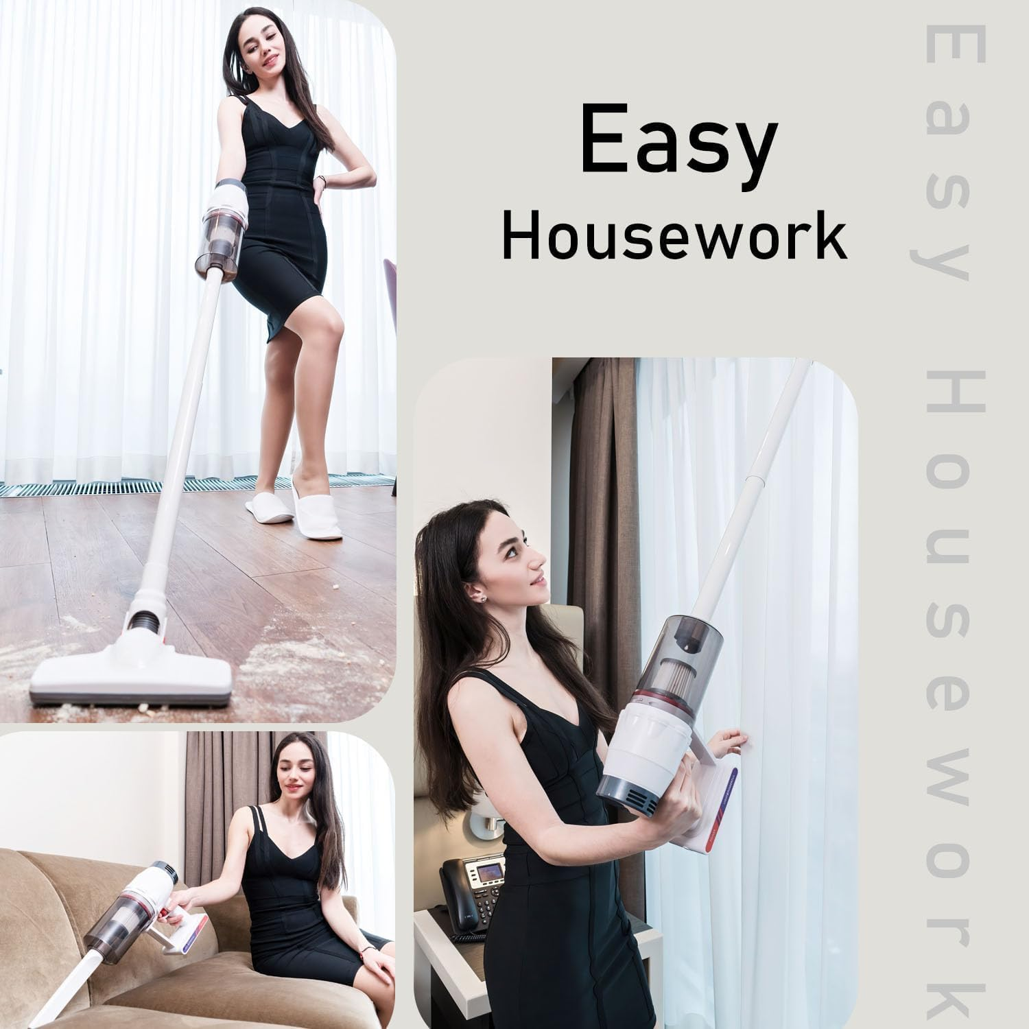 KEROMEE Cordless Vacuum Cleaner, Handheld 3-In-1 Stick Lightweight Vacuum Broom for Pet Hair Hardwood Floor Cat Litter Carpet Mattress Cleaning image number 6