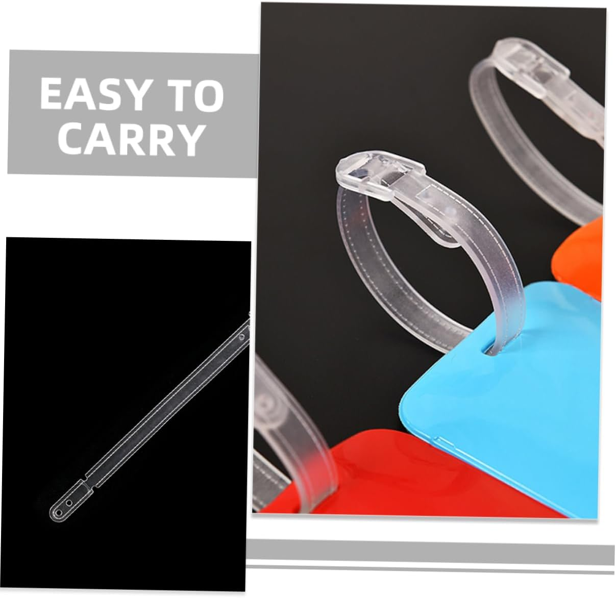 KOMBIUDA 100Pcs Clear Plastic Luggage Loop Straps for Identification Id Card Tags Transparent Name Tag Loops for Suitcases Travel Business Badge Holders image number 4