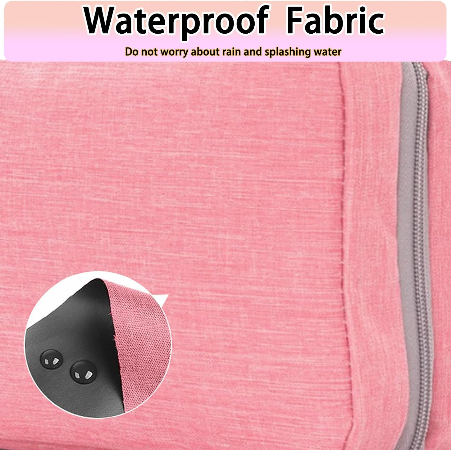 Hanging Toiletry Bag for Women, Waterproof Makeup Organiser with Large Capacity for Travel Essentials, Portable Cosmetic Bag for Camping & Outdoor Trips, Pink - Pink image number 5