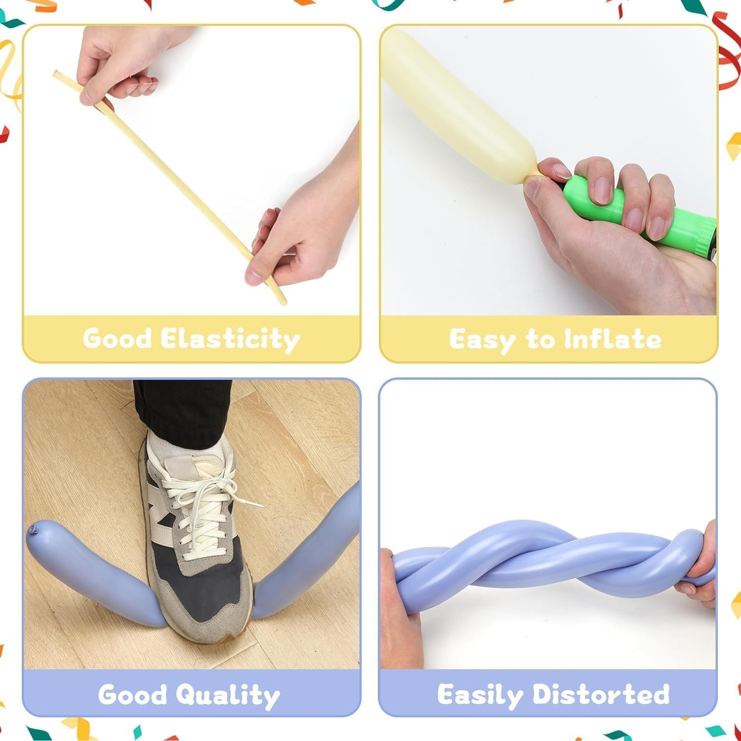 Lumjoy 100Pcs 260 Long Balloons Pastel Assorted Mixed Color Thickening Skinny Latex Twisting Animals Modeling Magic Balloons for Weddings Birthdays Clowns Christmas Party Garland Decorations image number 4