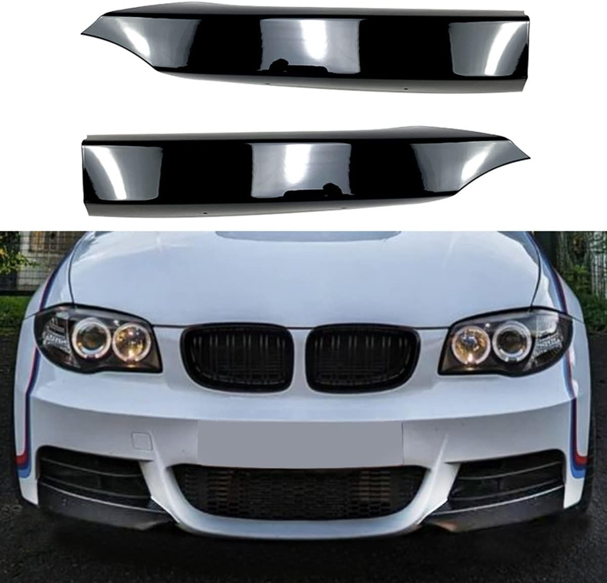Domoi for 1 Series E82 E88 2008-2013 Front Bumper Lip Angle Diffuser Splitter Spoiler Protector Bright Black image number 6