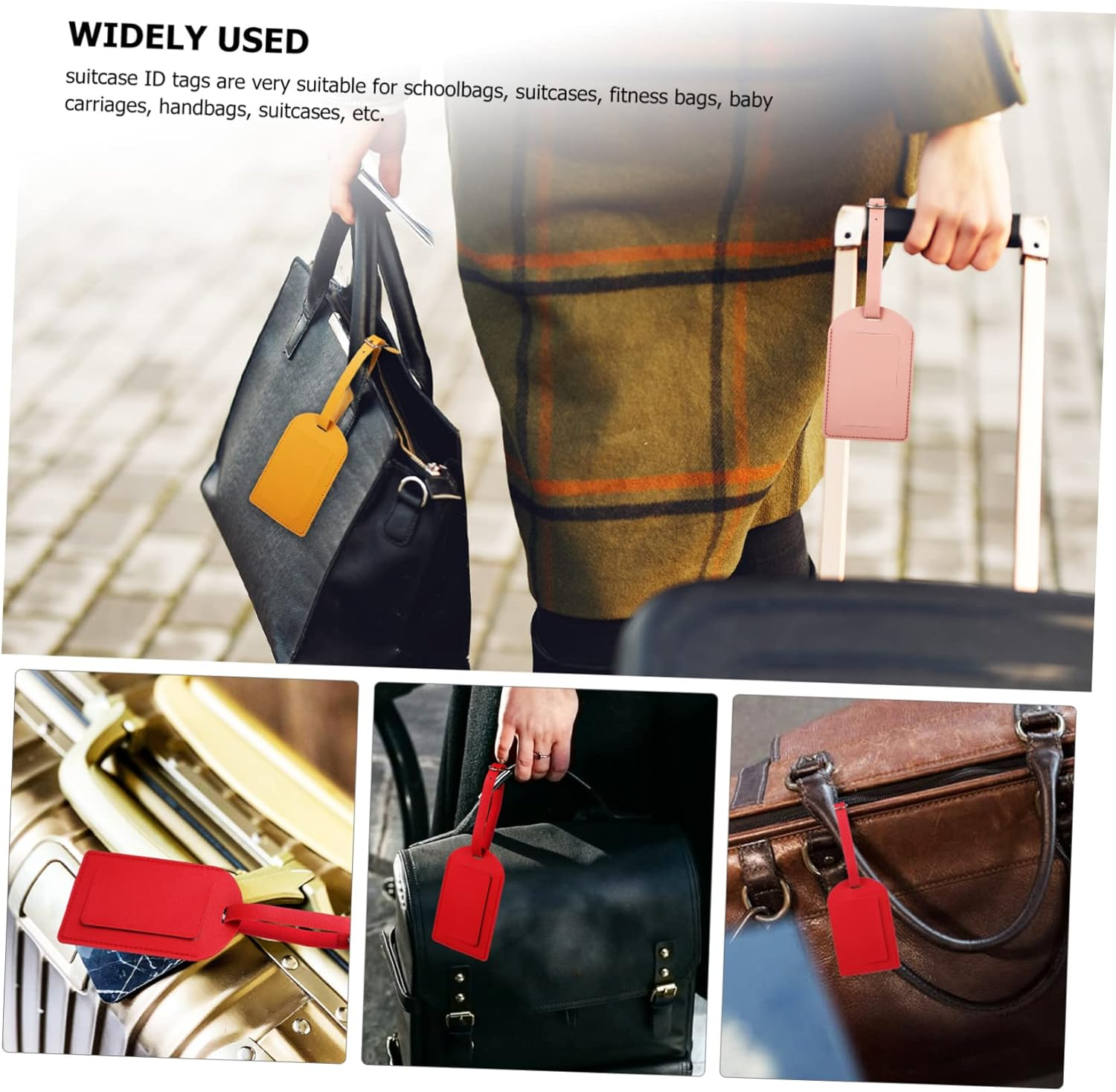 Gatuida 8Pcs Leather Suitcase Luggage Tags Travel Accessories Adjustable Straps Privacy Flap image number 4