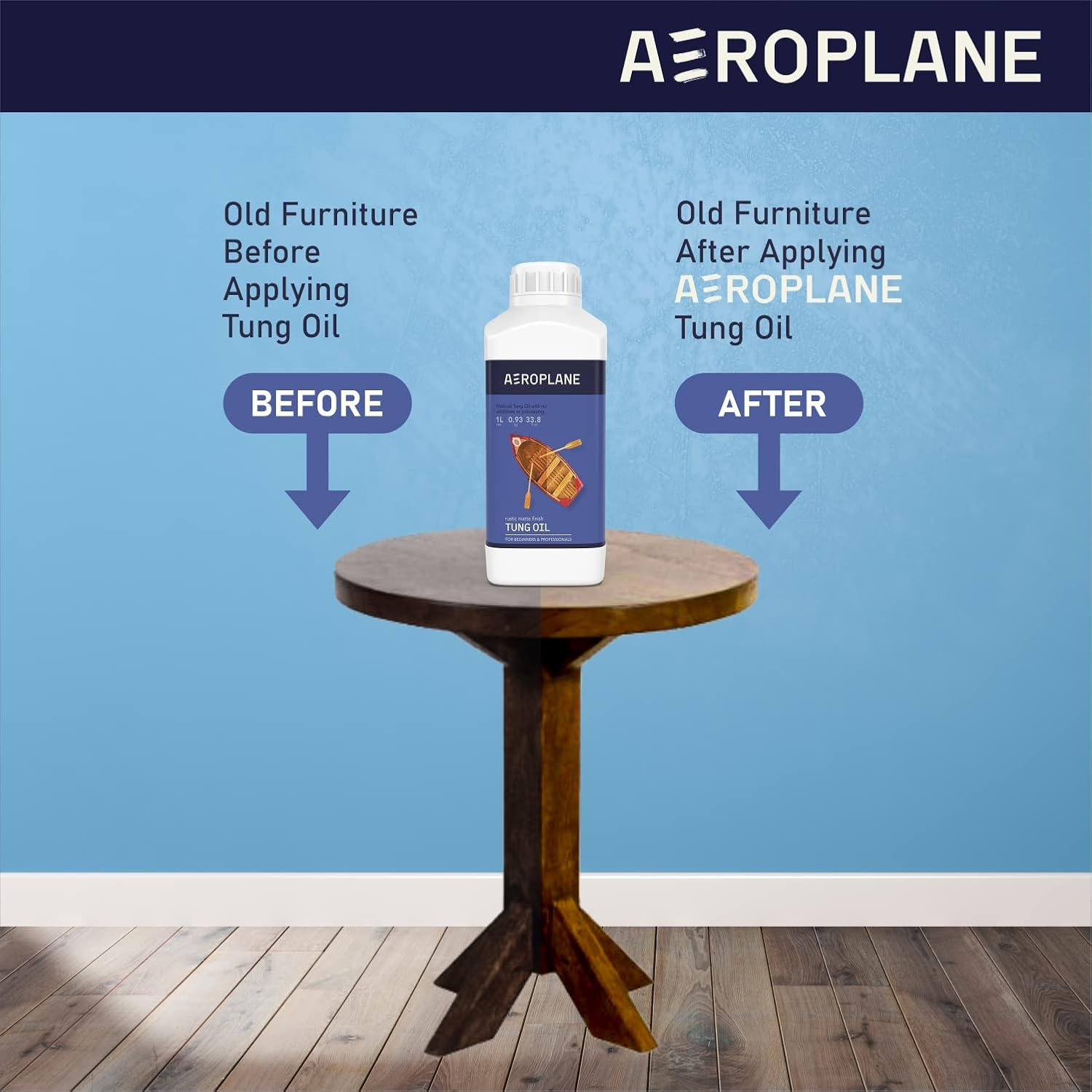 AEROPLANE - Tung Oil - Wood Finishing and Restoration - 100% Pure Tung Oil | 1 LTR image number 1