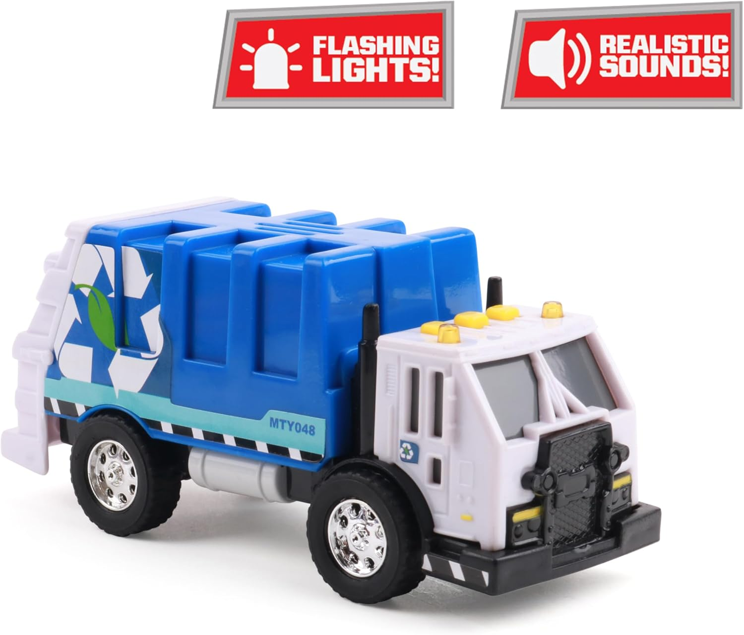 Mighty Fleet Toughest Minis 5" Garbage Truck Toy W/Lights & Sounds, Realistic Design & Batteries Included - Age 3+ image number 1
