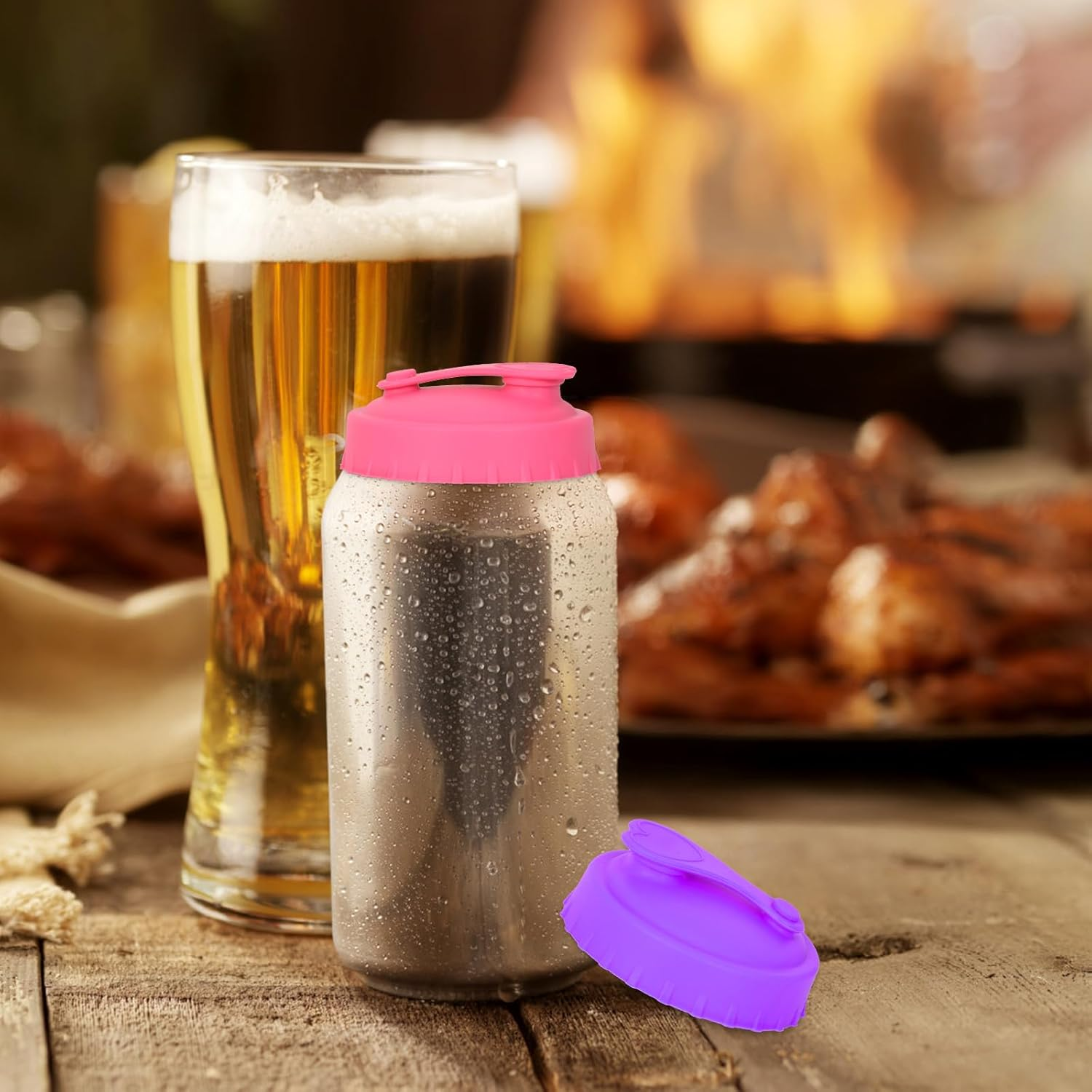 6 Pcs Silicone Can Lid Covers, 2 Styles Can Protector Lid, Dust-Proof and Leak-Proof Silicone Can Cover, Reusable Silicone Sealer Cap, Silicone Can Stopper for Standard Soda, Beer, Cola Cans(6 Colors) image number 2