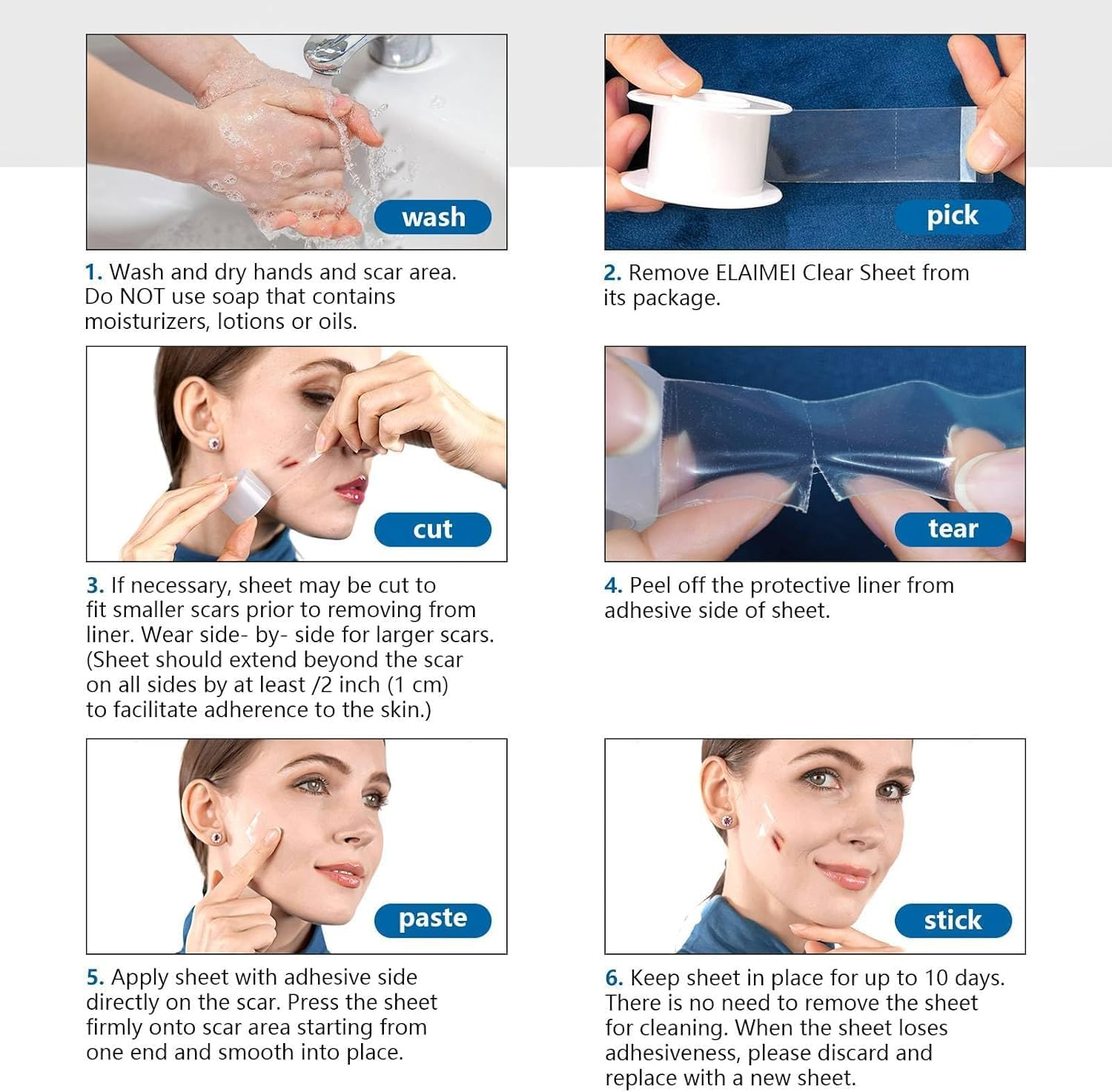 Silicone Scar Sheets, Professional Scar Tape(2.5 X 150Cm Roll-1.5M), Reusable Scar Removal Sheets, Soft Easy-Tear Silicone Scar Tape for for C-Section, Surgery, Burn, Acne Etc