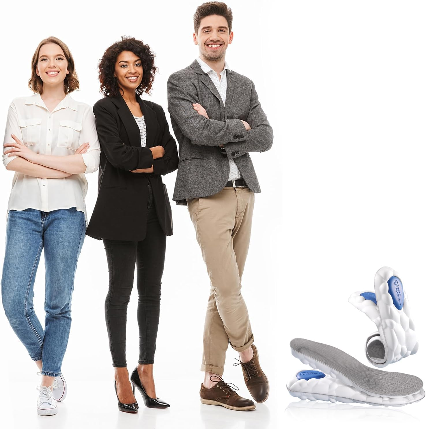 Sport Insoles Ultra-Soft Latex Insoles for Men & Women - High Elasticity, Shock Absorption, Sweat-Absorbing, Thickened Comfort for Running Training Hiking Orthotic Comfort Insoles for Sneakers L(EU 43-44) image number 1