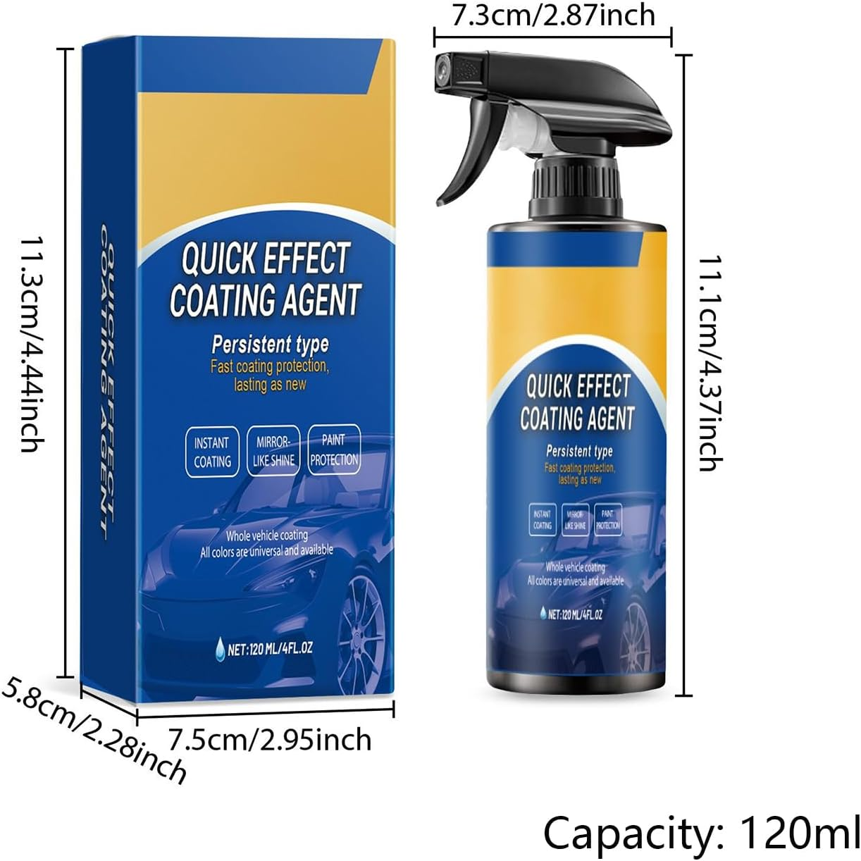Gupcaqosjw Car Coating Agent,Automotive Scratch Agent 120Ml | High-Gloss Car Coating Spray for Glass, Rims, Window, Detailing, Motorcycle, Marine, Outdoors, Beginners image number 6