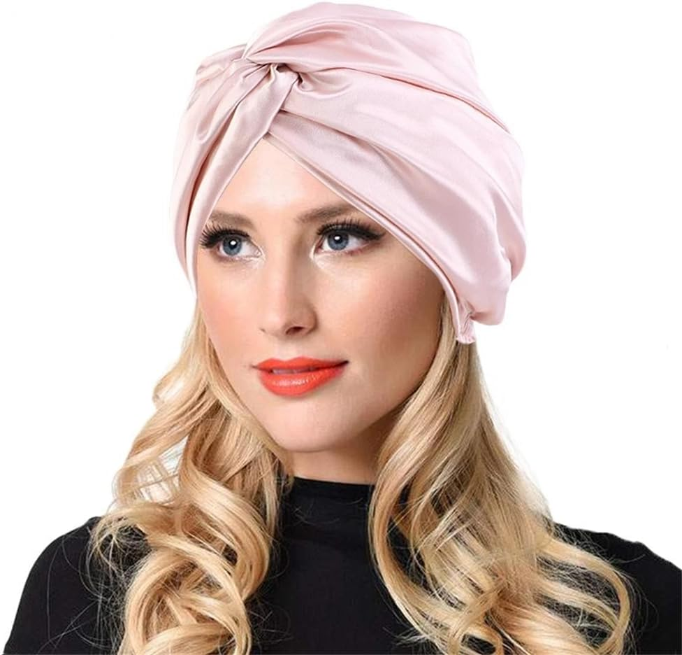 BIGTEDDY Soft Silk Night Cap Care Bonnet Double-Layer Sleeping Cap Hair Styling Black - Black image number 2