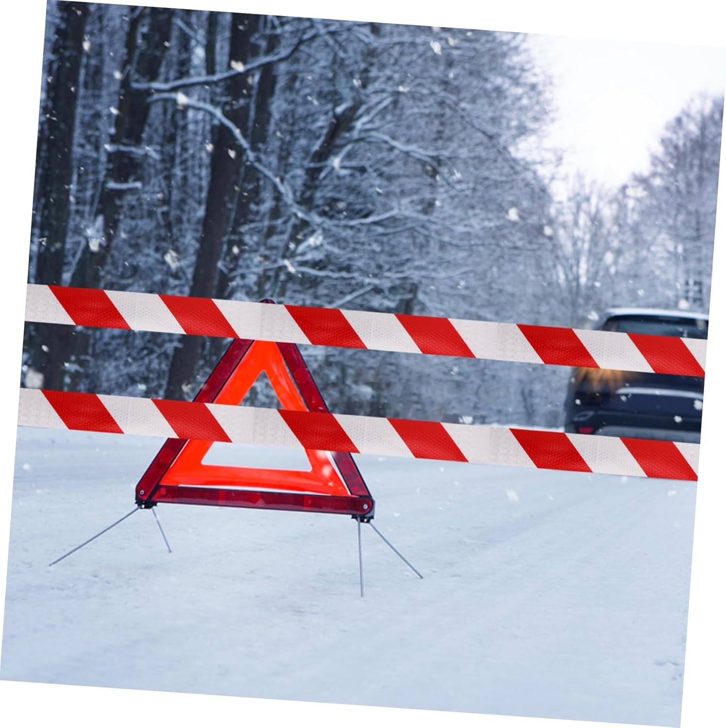 GANAZONO Red White Reflective Warning Tape 5Cm X 25M, High Visibility Safety Adhesive Strip for Vehicles, Driveways, Outdoor Caution and Trailer Marking image number 5