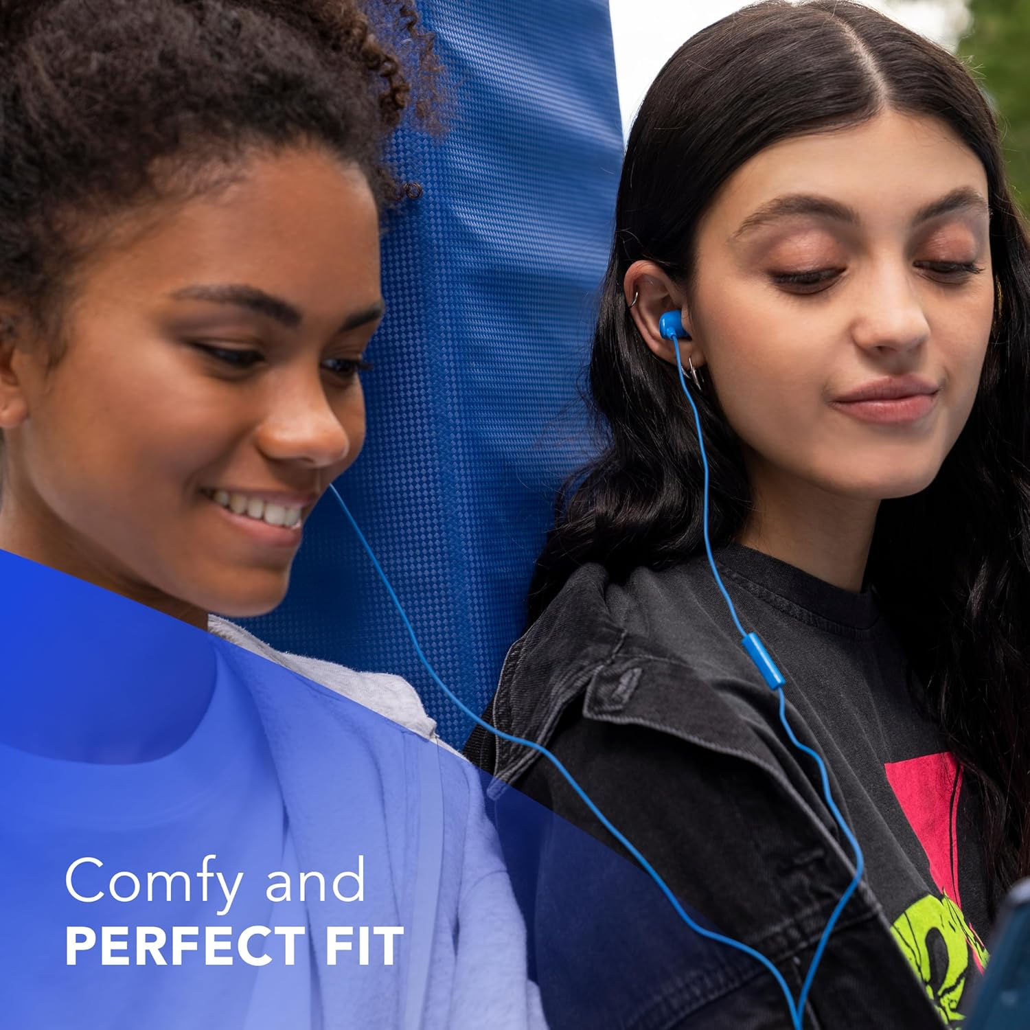 Music Sound | Fullcolor Intra-Auriculaires Wired Headphones | In-Ear Stereo Headphones with Wired and Built-In Microphone - 3.5Mm Jack - 1.2M Anti-Tangle Cable - Blue image number 5