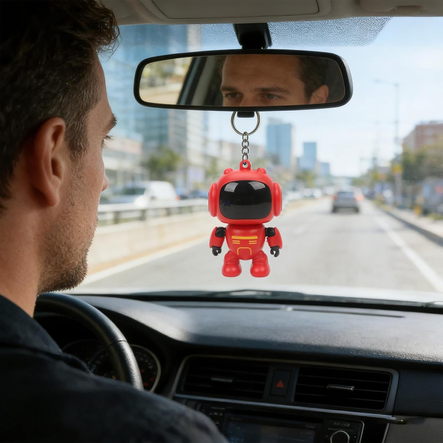 Gvblkq Backpack Keychain - Joint Movable Robot Keyring - Glowing Eyes Design Keychain for Car Keys - for Women Men Wallet Schoolbag Handbag Home Car Travel image number 4