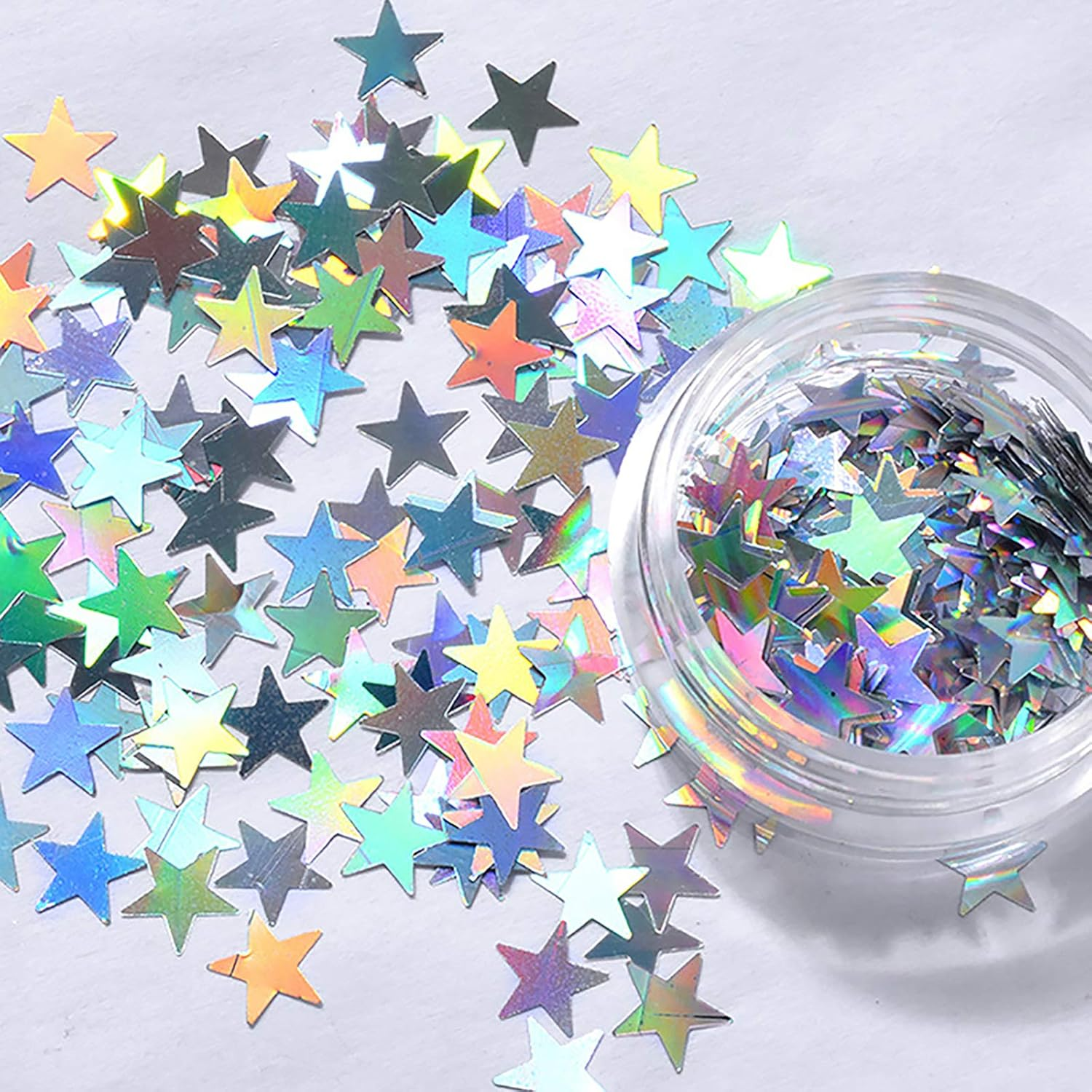 1 Set Nail Decorations Silver Five-Pointed Star Sequins Colorful Sequinss