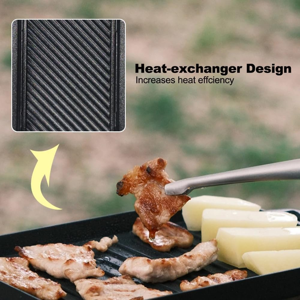 Fire-Maple Sunflower Camping Griddle Plate with Stainless Steel Tongs Compact Aluminium Alloy Mini Grill Pan Set - Portable Gas Heating Kit for Outdoor and Indoor Use image number 1