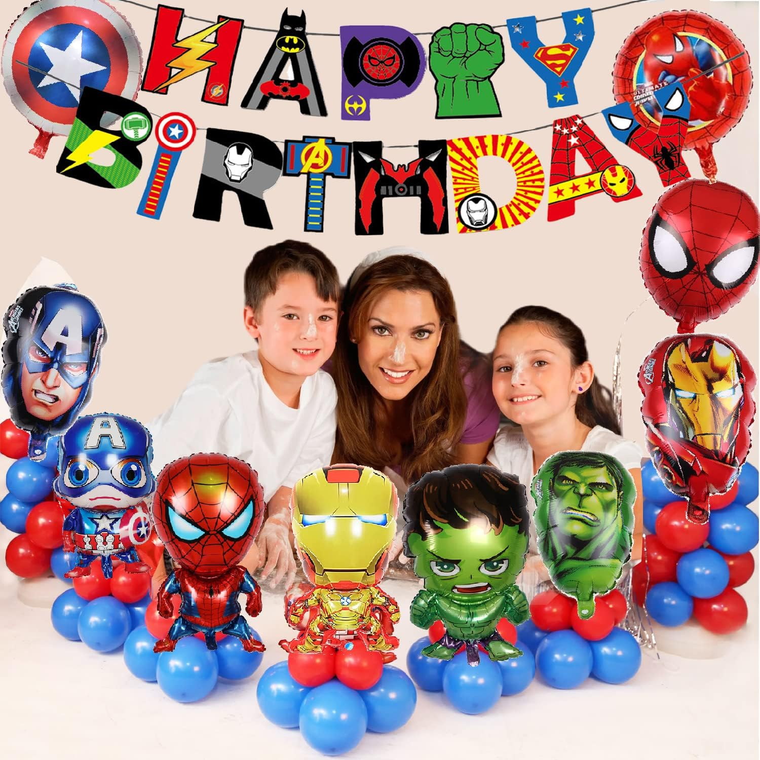 Superhero Birthday Party Decorations,3Th Birthday Party Supplies - Happy Birthday Banner Super Hero Large Foil Balloons for Kid'S Boys, Girls Superhero Themem Party Decor Supplies(3Rd) image number 6