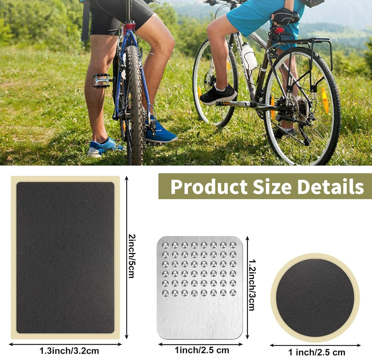 Inner Tire Patch Repair Kit, 24 Pcs Self Adhesive Bicycle Tube Patches & 4 Pcs Rasps, Pre-Glued Patch Puncture Repair Kit, Bike Puncture Repair Patches, Bicycle Tube Puncture Rubber Patches