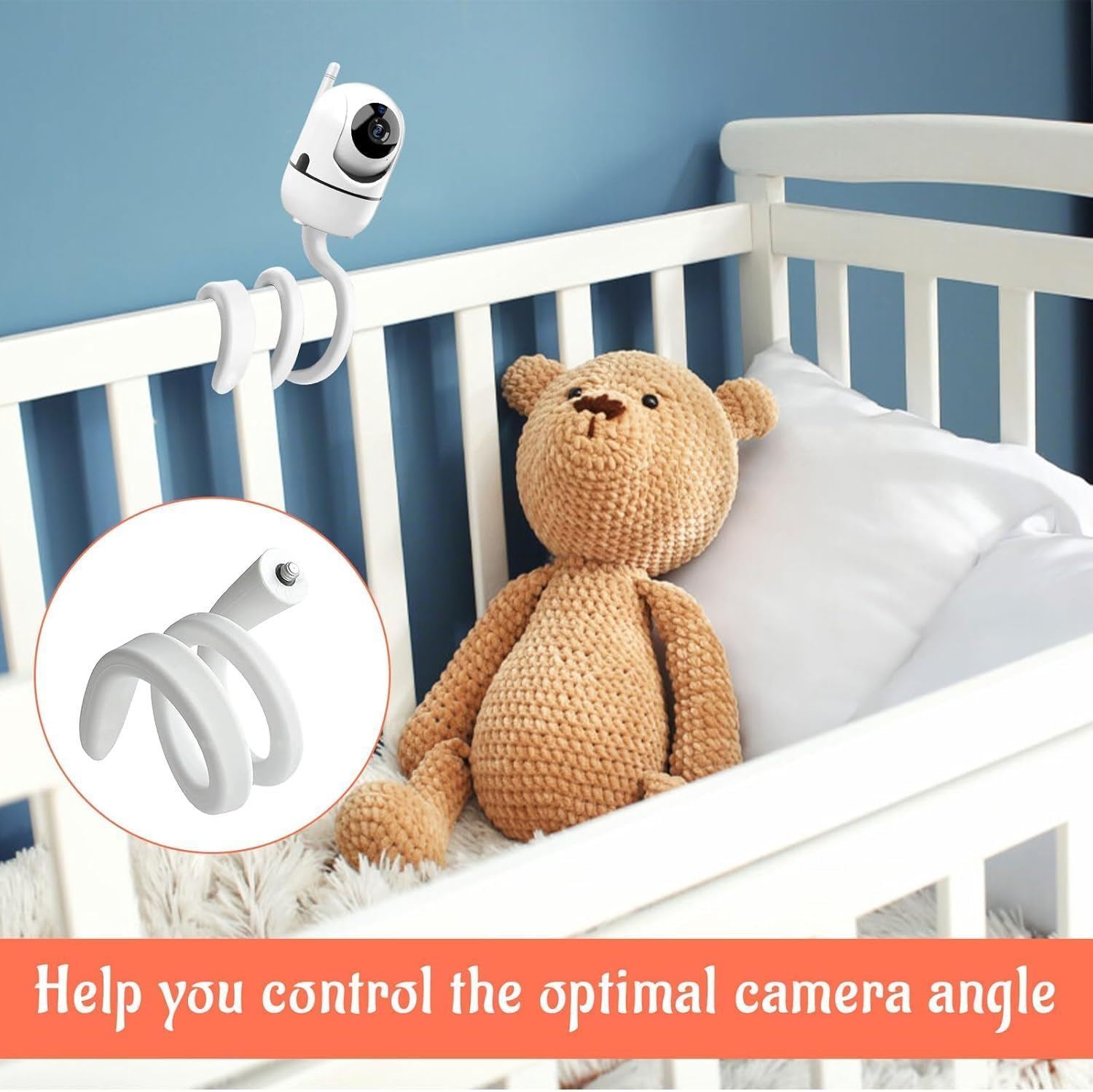 Baby Monitor Bracket,Flexible Twist Monitor Bracket,Universal Baby Camera Bracket,Fixed on Baby Bed Frame or Furniture. image number 1